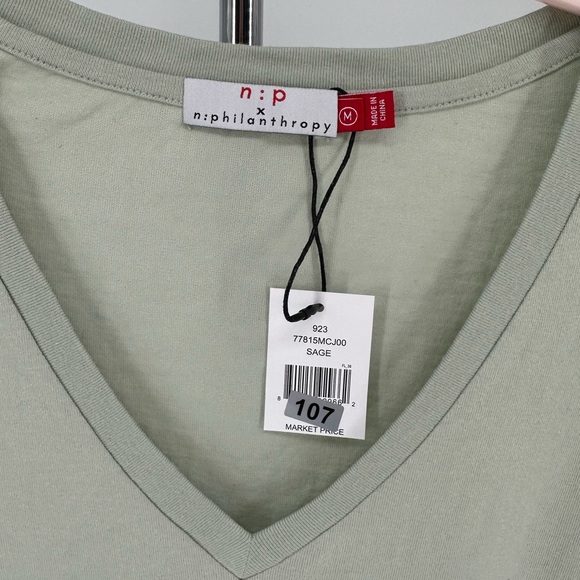N:Philanthropy Leonardo Twist Hem Dress Sage size Medium NWT Short Sleeve - Picture 8 of 11